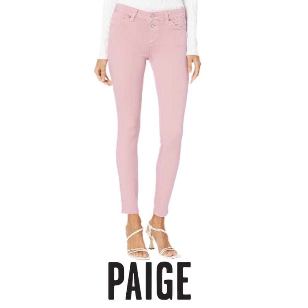 PAIGE | Verdugo Ankle Spanish Rose Denim Jean Pants Skinny Pink Summer Vacation